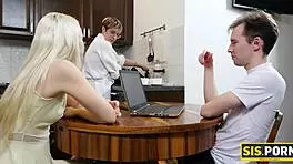 Slender Blonde Rides Stepbro's Cock!