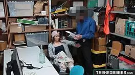 Rebel teen shoplifter forced to suck big cock in shop