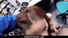 The thrill of getting caught masturbating in the store leads to intense punishment from the police officer.
