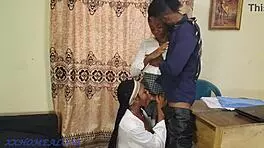 Teacher helps students after class