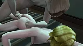 This 3D anime teen sucks alien cock