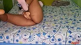 Fucking my pussy with dildo while watching porn, Tinder date teases my feet.