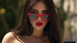 Sexy teen Jane Wilde playfully strips outdoors for Playboy, flaunting her big butt and hairy beaver.