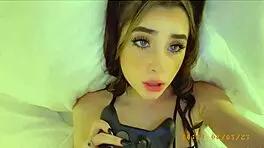 pov of sexy young amateur playing with shaved pussy and toys