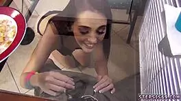 Sexy loud teen sucking stepbros banana