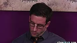 I watch this British MILF suck cock in CFNM while stroking it with her hands