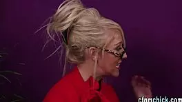 I watch this British MILF suck cock in CFNM while stroking it with her hands