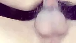 i'm riding my ex-girlfriend's bareback cock, cum leaking from her pussy. asian couple bent over.