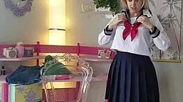 the teen cheerleader tries on her sexy lingerie wishlist gifts all alone