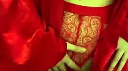 Brunette In Red Lingerie Plays With Herself!