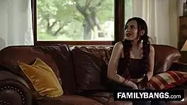 pigtailed redhead tribs stepsister for intense orgasm