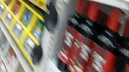 Wife shows off big ass in market without panties