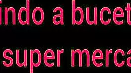 Wife shows off big ass in market without panties