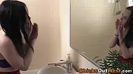 Stockinged Amateur Teen 18+ Shows Off Small Tits in Solo Play