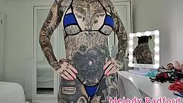 Melody Radford Tries on Light and Dark Blue Skimpy Micro Bikini in Homemade Haul