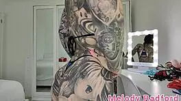 Melody Radford Tries on Light and Dark Blue Skimpy Micro Bikini in Homemade Haul