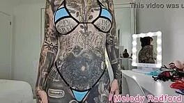 Melody Radford Tries on Light and Dark Blue Skimpy Micro Bikini in Homemade Haul
