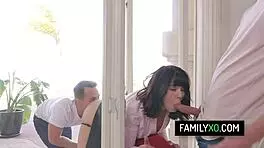 Kinky Threesome with Stepfamily and Teen 18+ Brunette in Hardcore Action