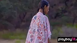 Why are Daniella Smith and the teen 18+ doing nude yoga outdoors?