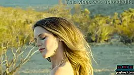 Big natural tits milf blonde ora young gives striptease in desert