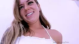 Hot brunette begs photographer for cum during POV casting on sofa. Things got wild fast with that interview!