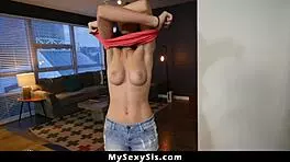 Stepsister Rides Big Cock for Cash from Stepbro