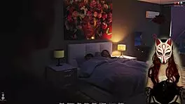 Why is the MILF in corset sucking his cock while he orgasms?