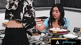 Surreal stepsister Chloe gets seduced by a raving milf with huge tits