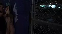 group sex slave gets fast rough anal in outdoor public bondage