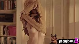 Sexy All-Natural Teen Gianna Dior Rips Clothes in Stockings Striptease for Playboy