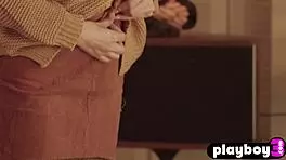 Sexy All-Natural Teen Gianna Dior Rips Clothes in Stockings Striptease for Playboy