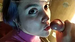 Russian teenage stepsister cheats on her bf catches and records a loser giving a bad BJ