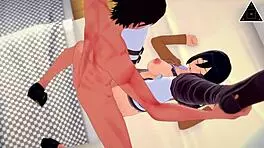 Mikasa And Eren Have Intense Sex In Uncensored Anime Koikatsu Creampie Cumshot Petite Brunette