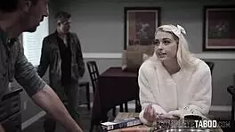 damn! kinky teen 18+ stepdaughter spitroasted in wild group action!