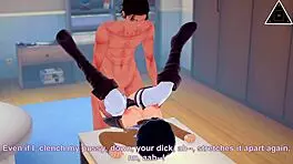 Mikasa And Eren Have Intense Sex In Uncensored Anime Koikatsu Creampie Cumshot Petite Brunette