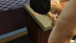 3d anime sucking young in bathroom 😏