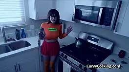 sloppy deepthroat oral by curvy big tit velma in cosplay 😋