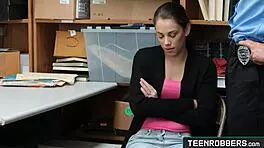 Shoplifter Bobbi Dylan caught and screwed by perv officer