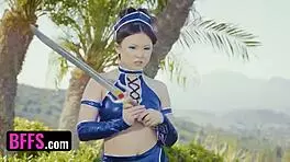 kylie rocket says 'join the fight' in mortal kombat parody gangbang