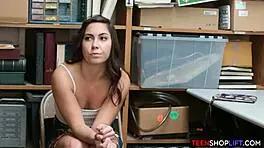 Teen Shoplifter Fucked by Security While Stepdad Watches