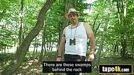 beautiful young woman tricked into riding in the forest