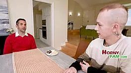 Is this petite blonde the right fit for the family-in-law's taboo threesome with riding and fucking?