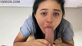 My stepsister sucks my cock until her face is full of cum.