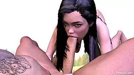3D Hentai Busty Teen 18+ Delivers Sloppy Deepthroat Facefuck with Gagging and Cumshot in Free Video