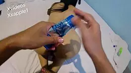 Teen Asian gets her pussy fucked doggystyle, big ass slapped, and cum inside from monster cock POV.