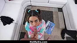 stepsister learns to suck stepbro's cock and take it inside