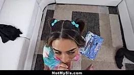 stepsister learns to suck stepbro's cock and take it inside