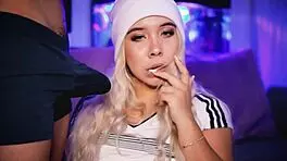 I invited my horny classmate over to deepthroat my cock and show off her bubble butt.