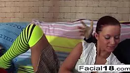 horny brunette euroslut takes it in the ass and gets a facial cumshot