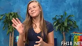 Legal age teen gets massage with juicy butt